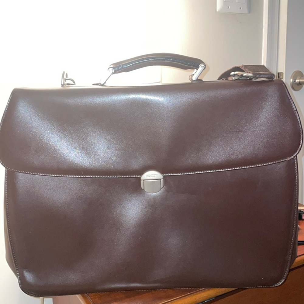 Nikolai Piquadro Burgundy leather briefcase - Picture 3 of 12
